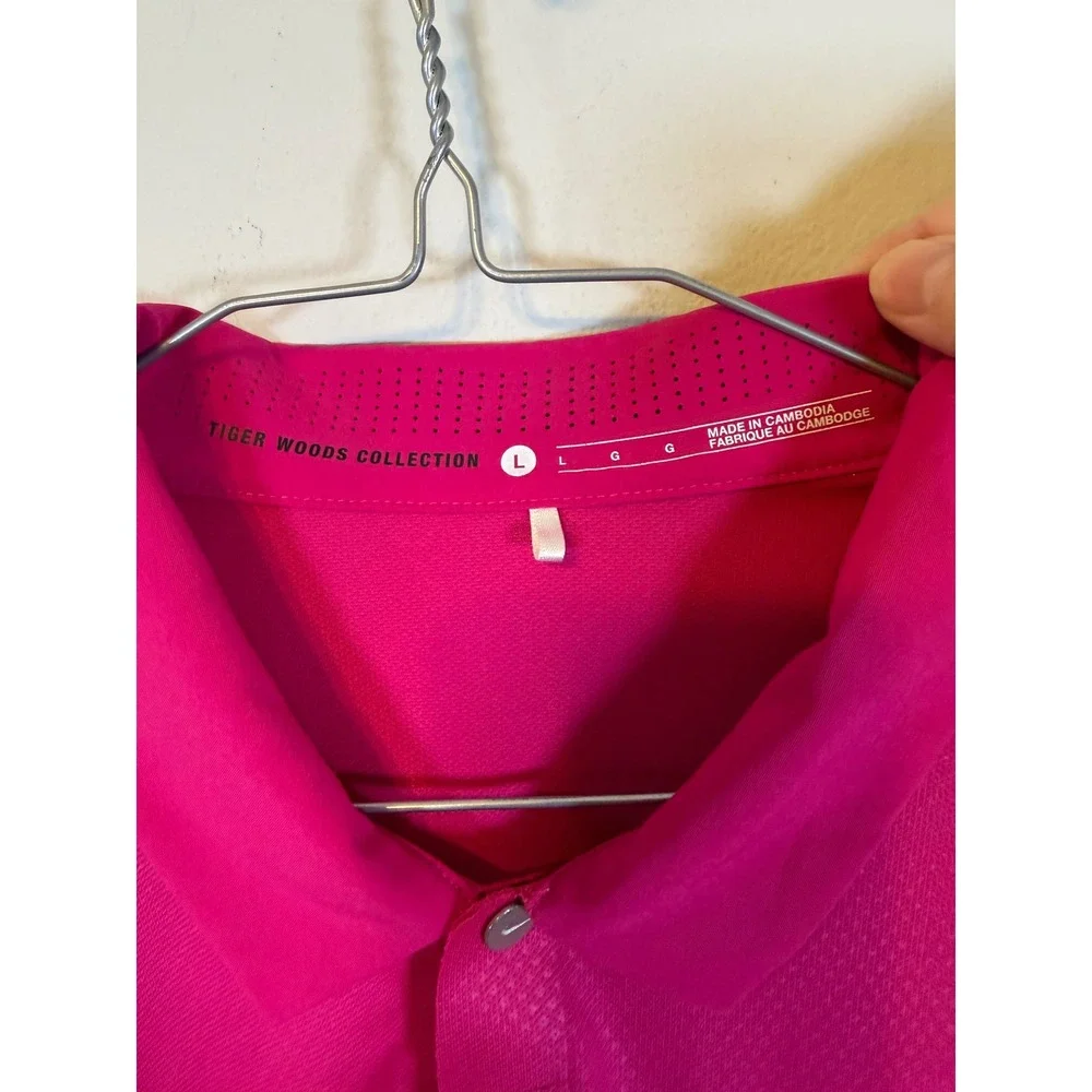 Nike Mens Polo Tiger Woods Collection Dri-FIT Pink Large
